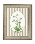 Blue Blooms On Stripes Framed Antique Art
