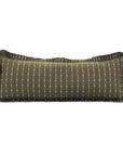 Ruffle Lumbar Embroidered Pillow | Dark Olive