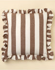Ruffle Thick Stripe Pillow | Brown