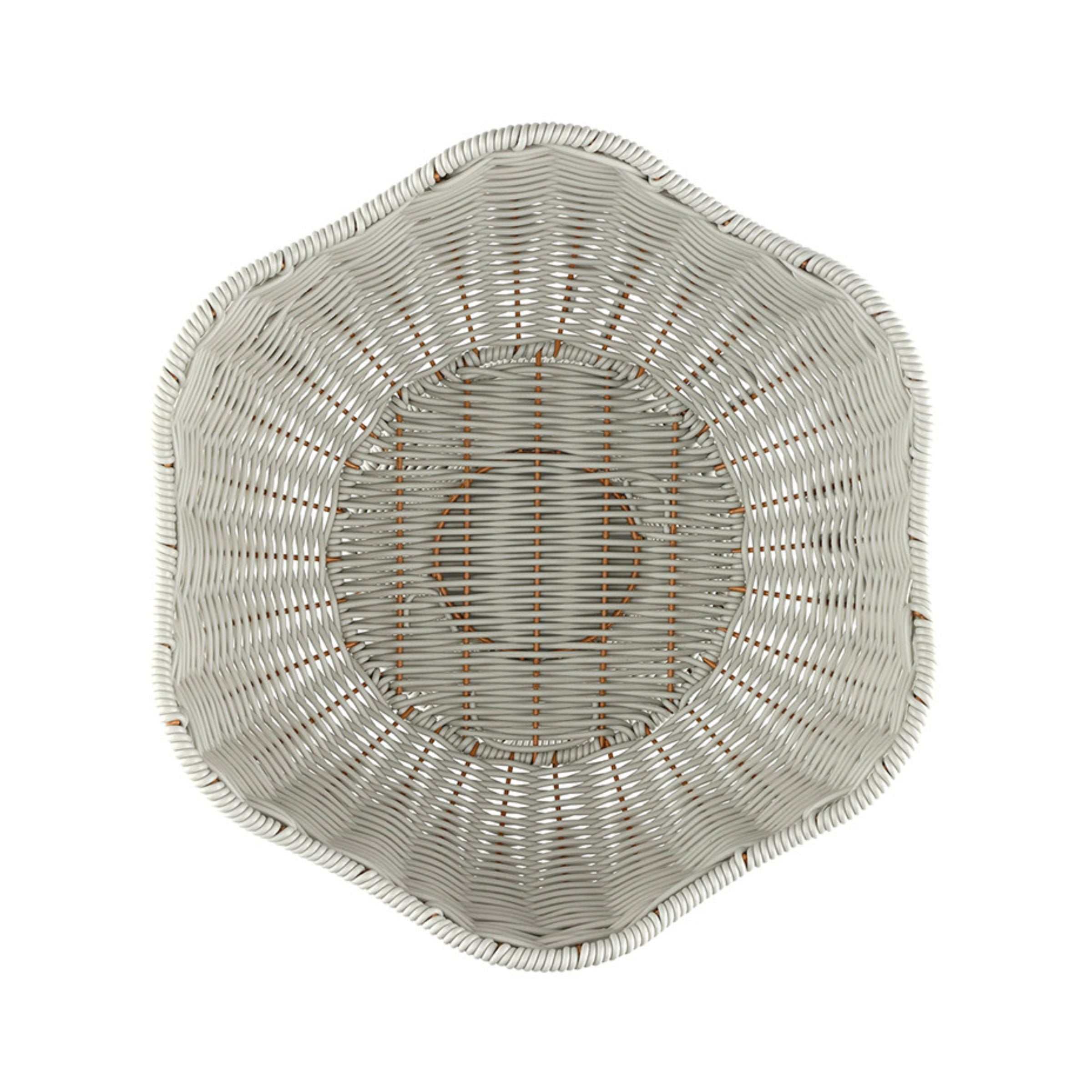 Scalloped Grey Rattan Basket