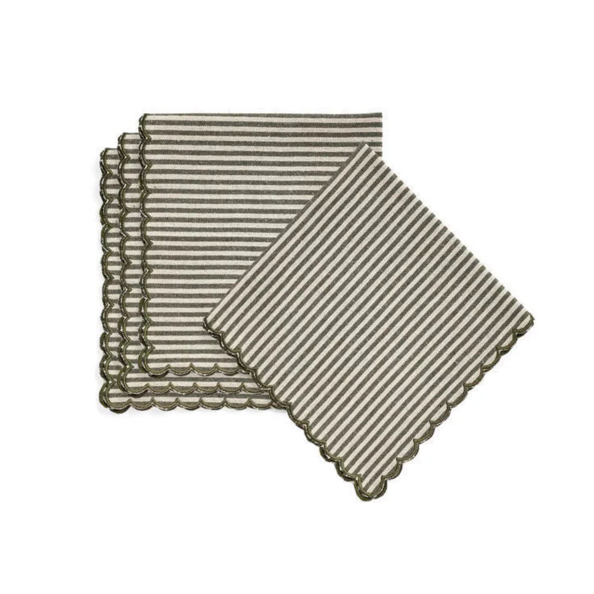 Scallop Stripes Napkin Set | Artisan Green
