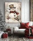 Snowman Vintage Print