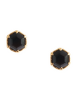 Mini Grace Hexagon Stud Earrings - Black Onyx + Gold