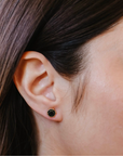 Mini Grace Hexagon Stud Earrings - Black Onyx + Gold