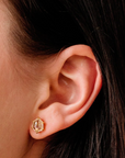 Mini Honour Stud Earrings - White Topaz + Gold