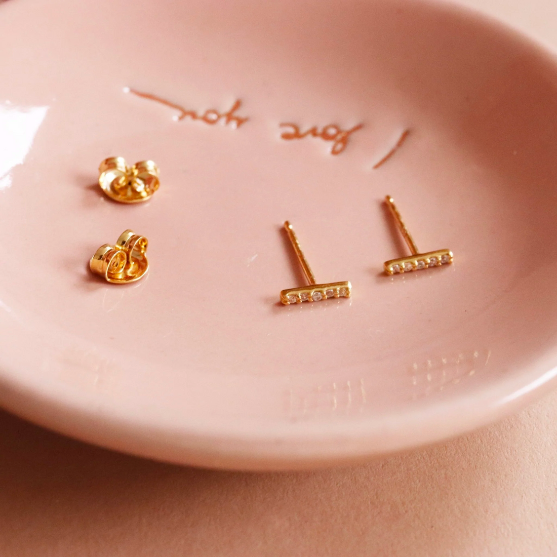 Tiny Love Bar Studs - Gold