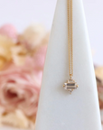 Tiny Loyal Prism Necklace - White Topaz, Cubic Zirconia + Gold