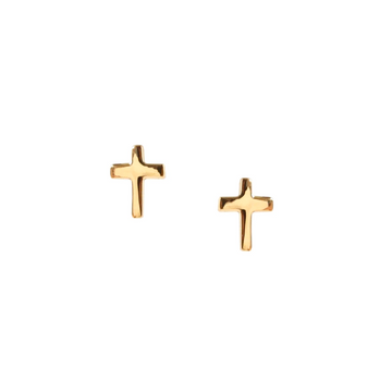 Tiny Poise Cross Studs - Gold