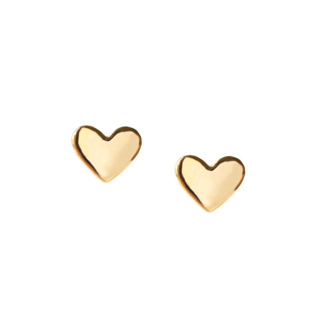 Tiny Poise Heart Studs - Gold