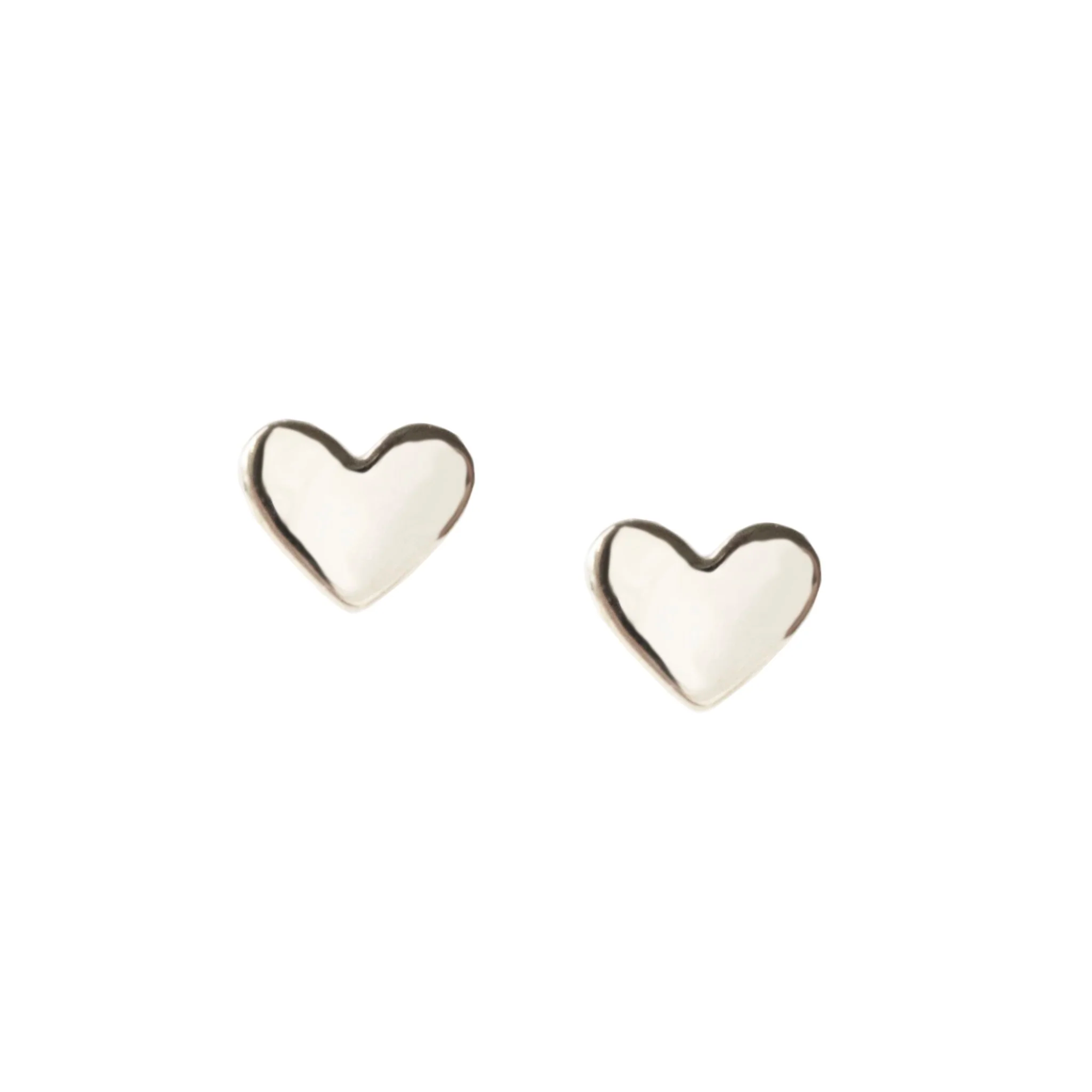 Tiny Poise Heart Studs - Silver