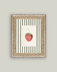 Strawberries On Stripes Framed Antique Art