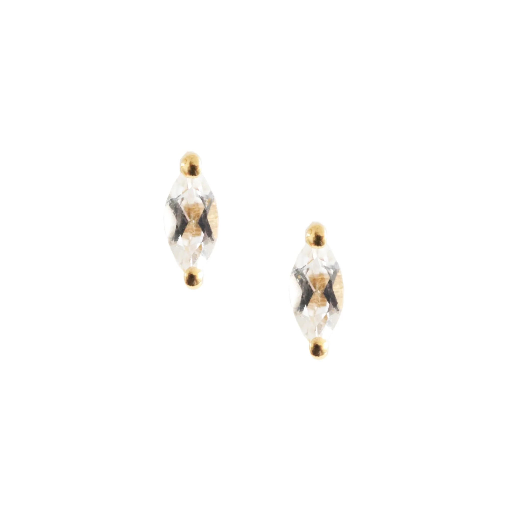 Tiny Love Marquiese Studs - White Topaz + Gold
