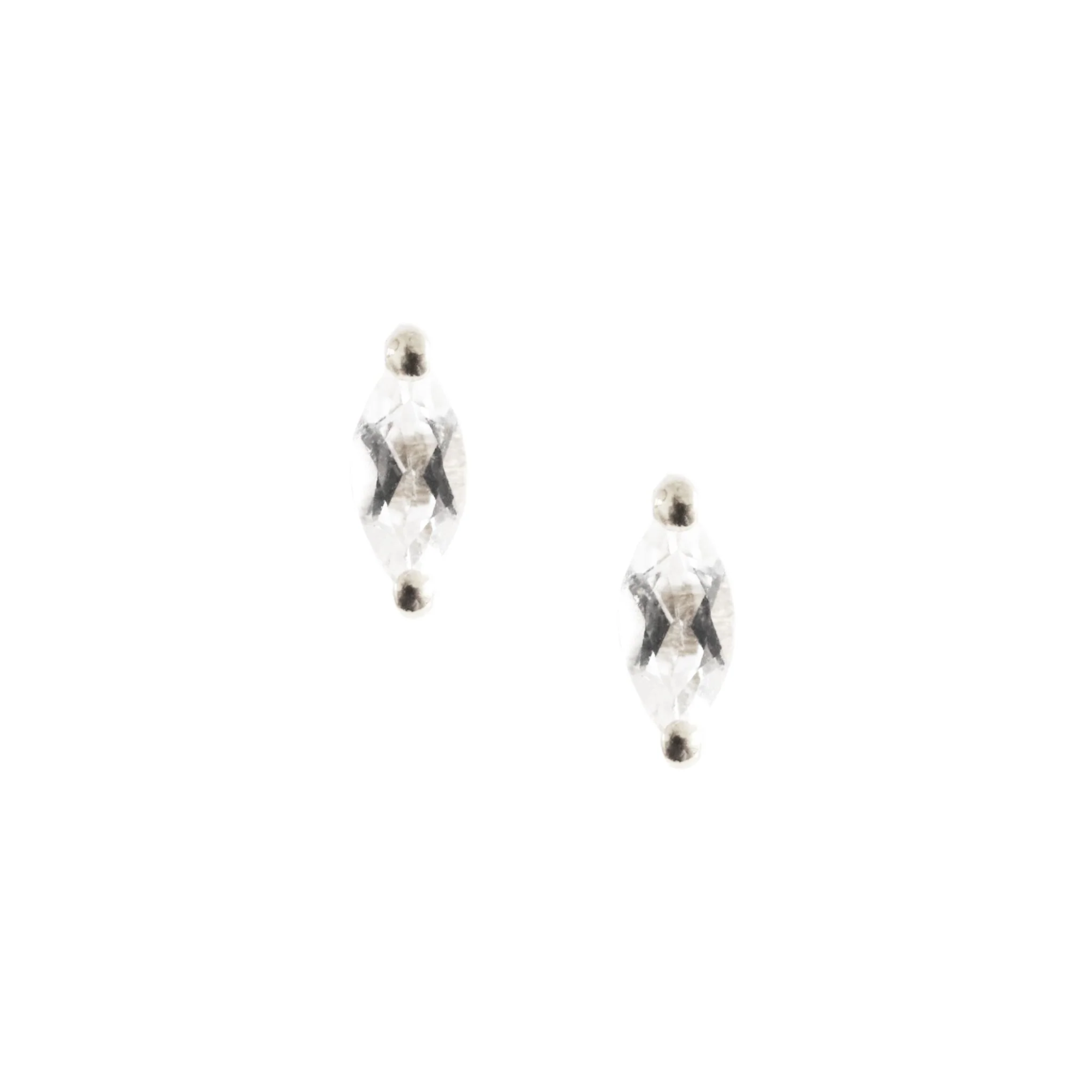 Tiny Love Marquiese Studs - White Topaz + Silver