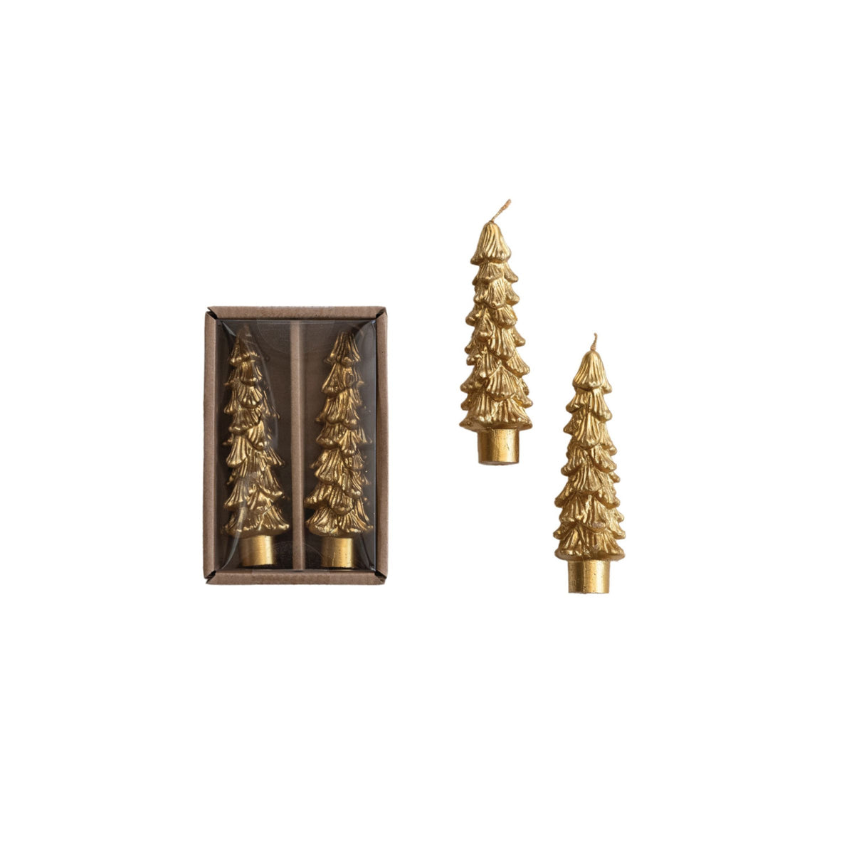 Tree Tapered Candle | Antique Gold