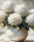 White Hydrangeas Vintage Print