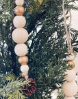 Natural & Gold Bead Ornament | Set of 4