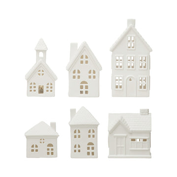 Holiday Bisque Houses - Set of 6